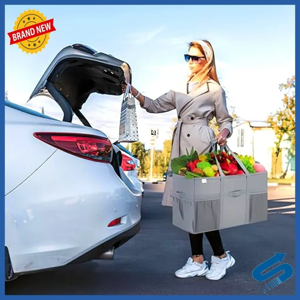 Heavy Duty Utility Tote Bag with Pockets Foldable Reusable Grocery Shopping